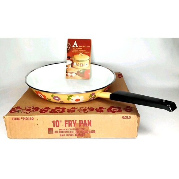 MCM Porcelain Enamel Fry Pan With Original Box Made In West Germany 1960s - Picture 1 of 12
